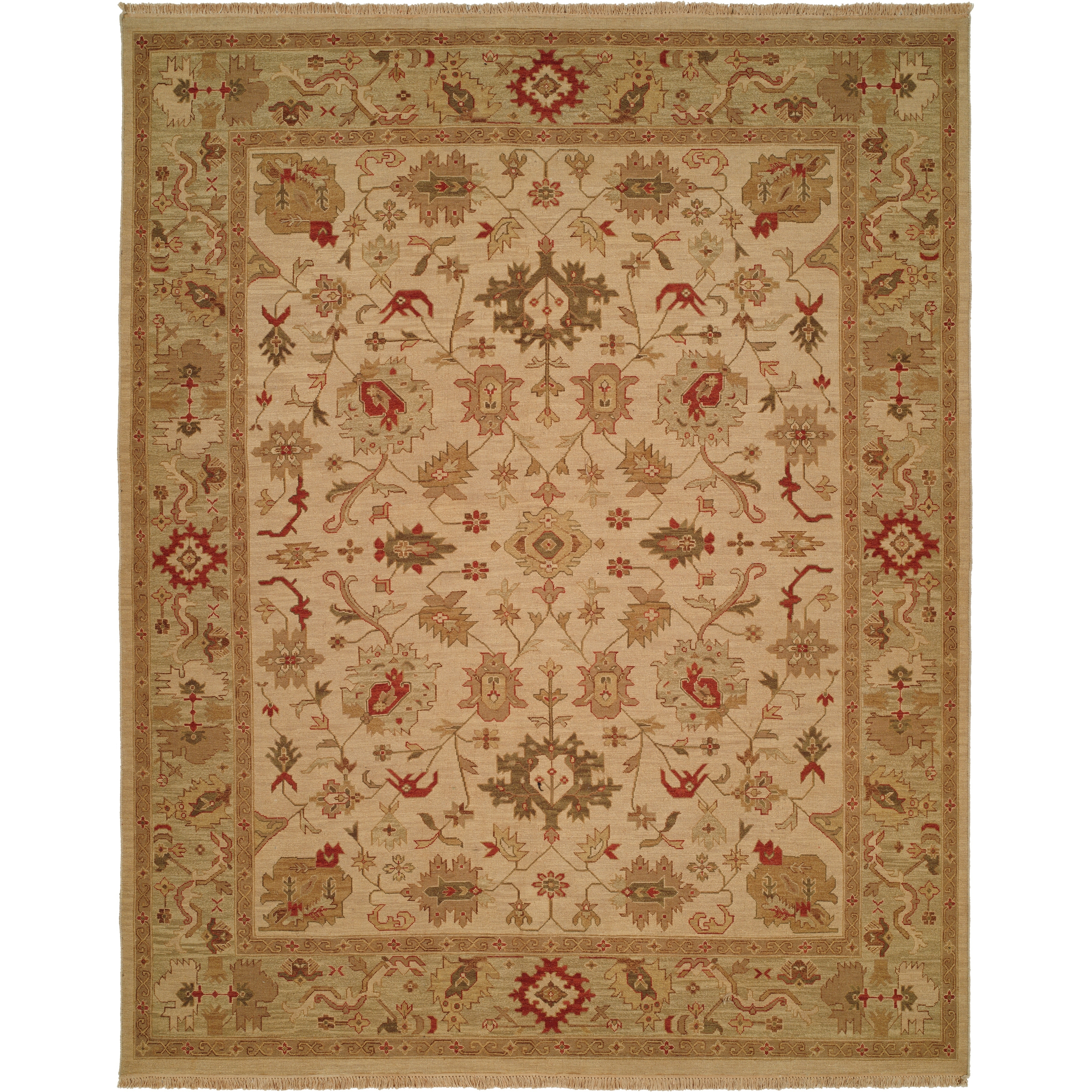 Traditional White Flatweave Wool Area Rug