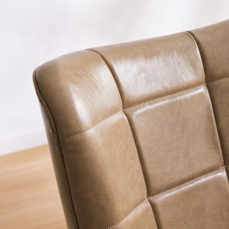 Modern 24.4" PU Leather Upholstered Accent Chair with Soild Wood Legs for Living Room