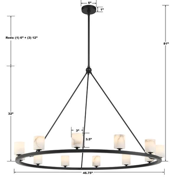 Aragon 12 Light Matte Black Chandelier
