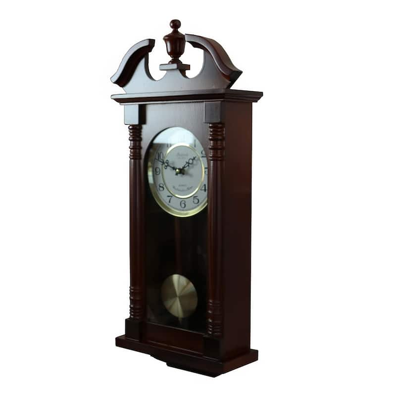 Bedford Clock Collection 27.5" Classic Deco Wall Clock w/ Pendulum
