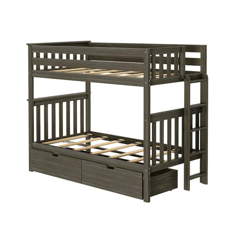Max and Lily Twin over Twin Bunk Bed with Ladder and Storage Drawers