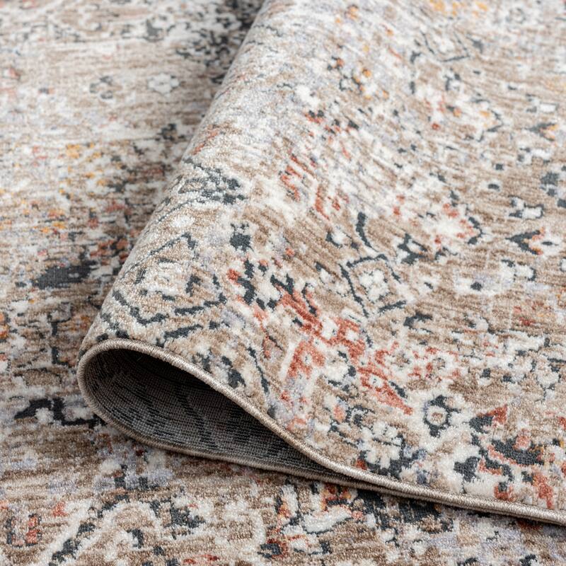 Earth Tones/Pewter Transitional Area Rug