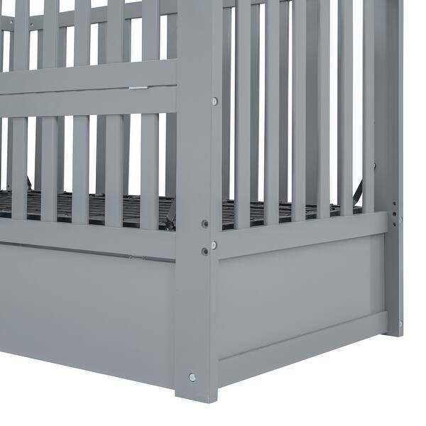 Toddler Bed Crib with Safety Guardrail and Drawers and 3 Height Options