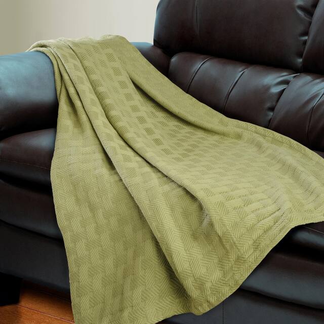 Basketweave All-Season Bedding Cotton Blanket by Superior