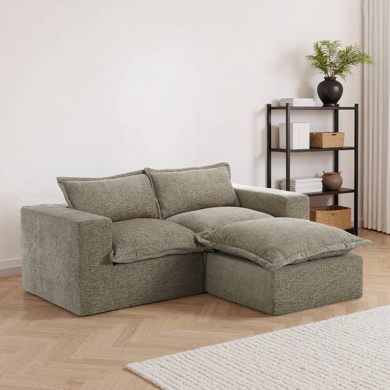 Chenille L-Shaped Modular Sectional Sofa Comfy Cloud Couch For Living Room