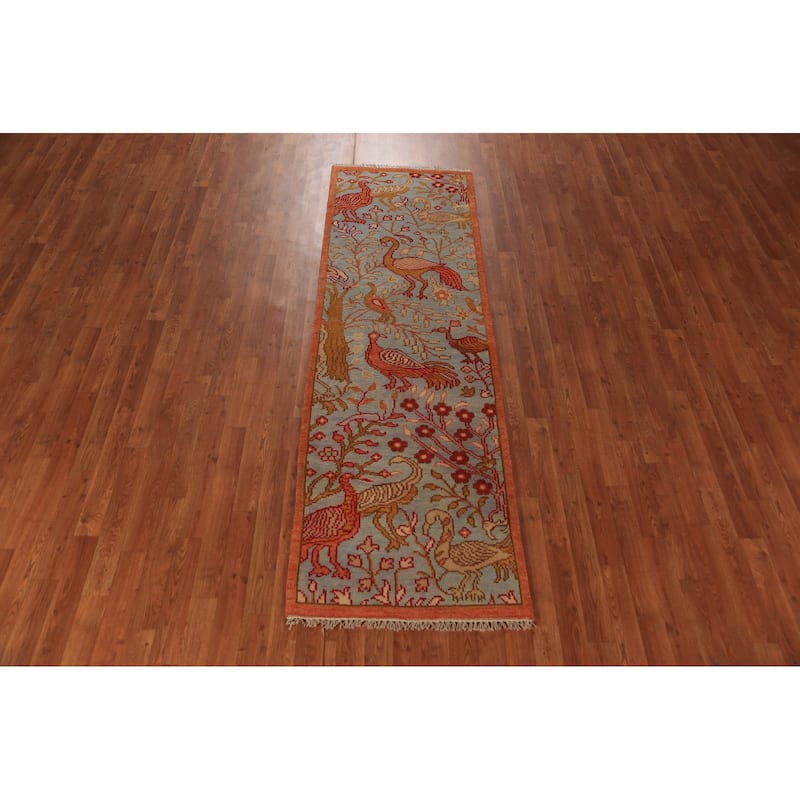 Animals Design Ziegler Indian Runner Rug Handmade Wool Carpet - 2'6"x 8'1"