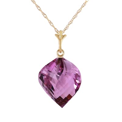 10.75 Carat 14K Solid Gold Necklace Twisted Briolette Amethyst