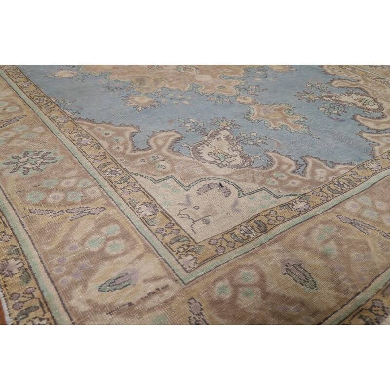Blue Tabriz Persian Rug Handmade Traditional Wool Carpet - 6'4"x 9'10"