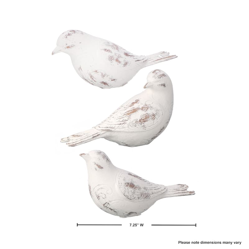 Resin 'Wood Carve' Bird 7.25"L Set of 3