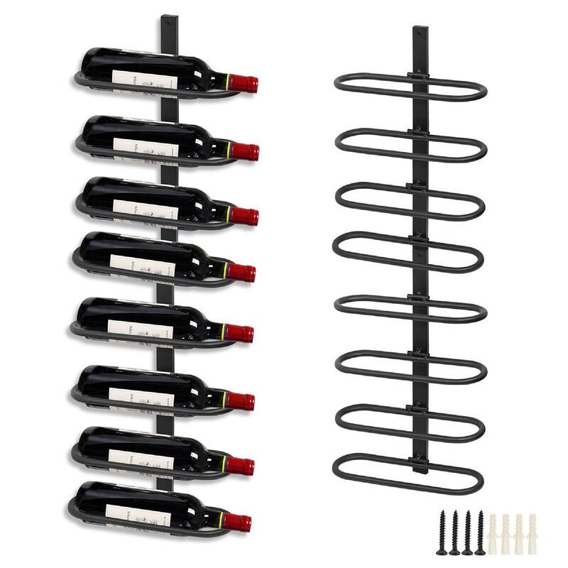 Wine Rack Wall Mounted - 10.2"D x 3.5"W x 16.1"H - Black