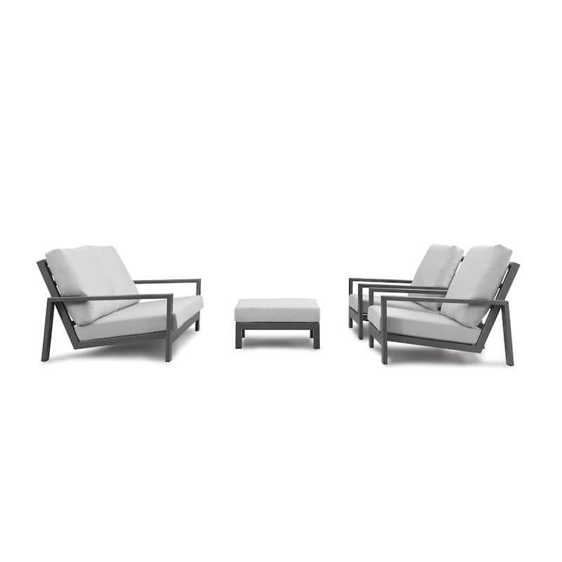 Benton 4-Piece Aluminum Outdoor Conversation Sofa Set with Cushions