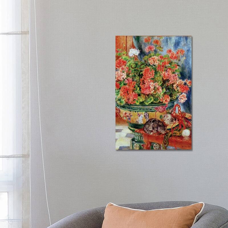iCanvas "Geraniums and Cats, 1881" by Pierre-Auguste Renoir Canvas Print - 26x18x1.5