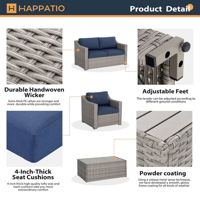 4 Piece Patio Sectional Conversation Set