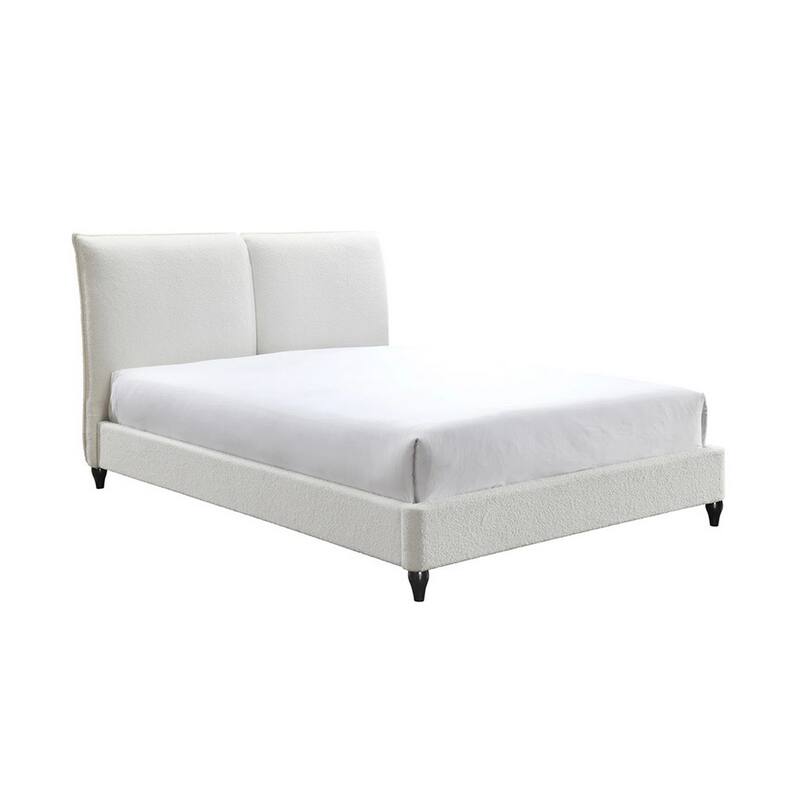 Sage King Size Bed, Low Profile, Cushioned Upholstered Headboard, Charcoal