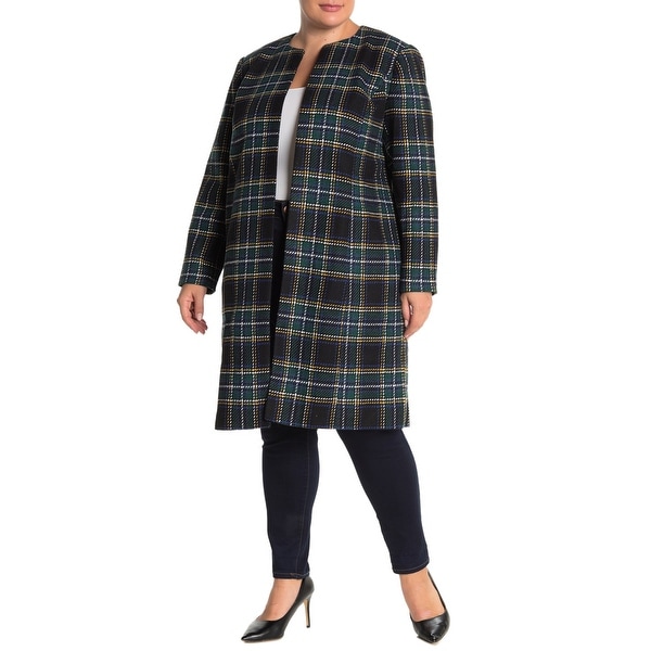 Calvin Klein Womens Jacket Green Multi Size 20W Plus Plaid-Print Long. Opens flyout.
