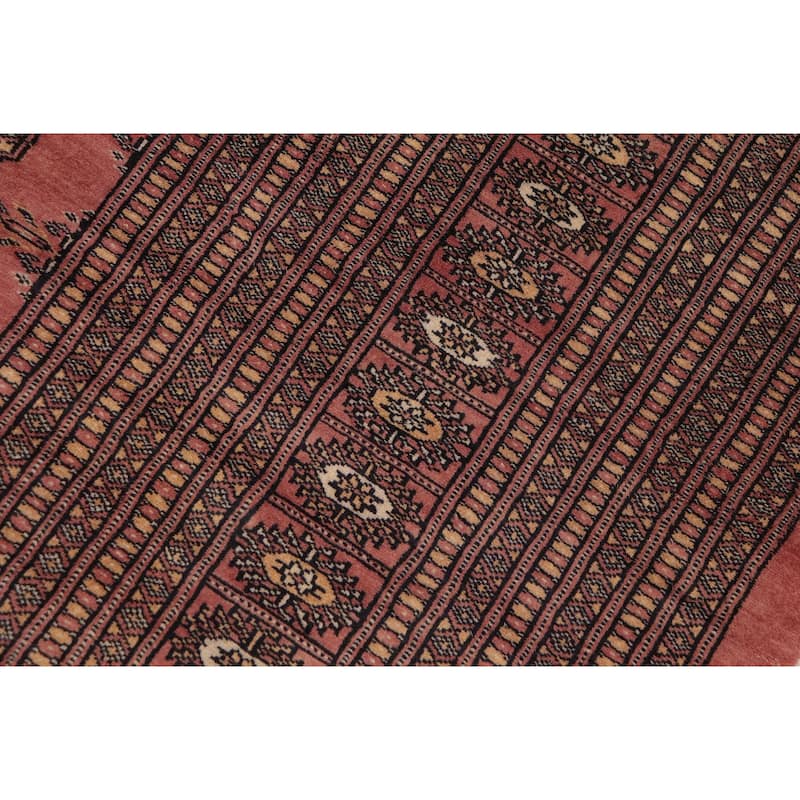 Rustic Bokhara Hoffman Peach/Black Hand Knotted Wool Rug - 9'5'' x 11'10''