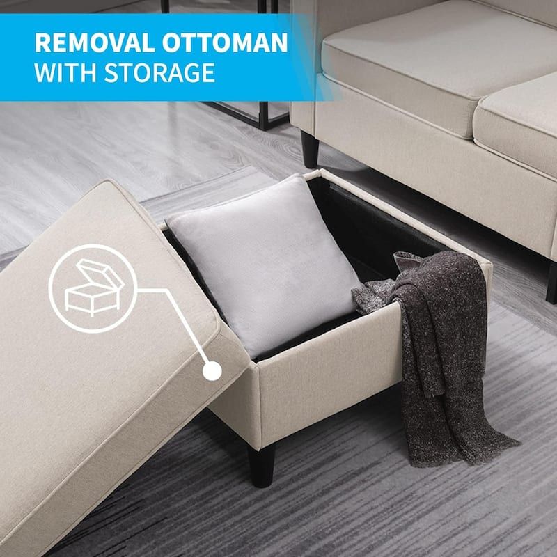 Mixoy Convertible Living Room Furniture Set-Single Sofa/Loveseat/3-Seat Sofa with Ottoman for DIY Combination