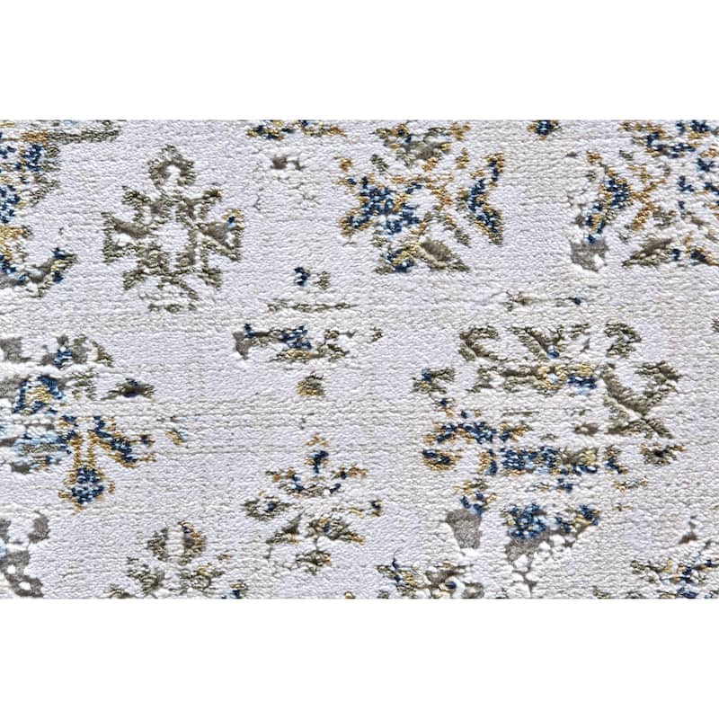 Crowford Vintage Oriental Style Rug, White/Gold, Accent Rug
