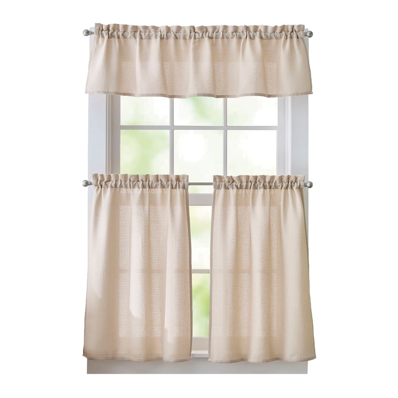 Curtainworks Eldridge Waffle 3-piece Valance & Tier Set