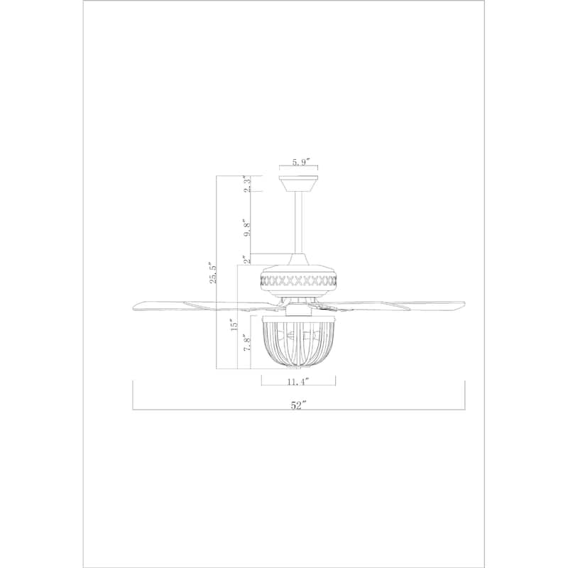 Emani 52 Inch Brushed Antique Silver Finish Ceiling Fan with Remote