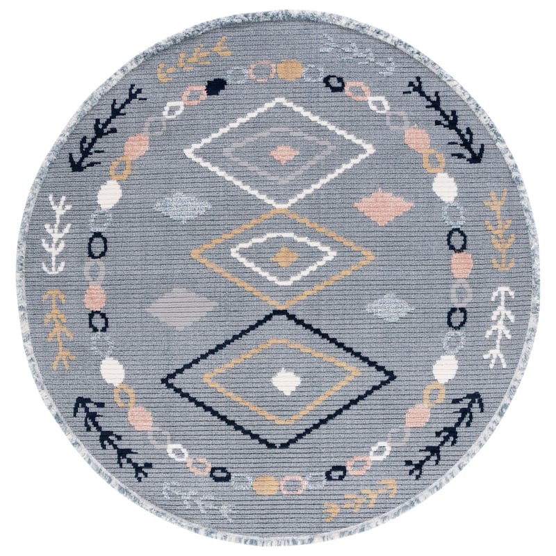 SAFAVIEH Handmade Marrakech Nurlana Traditional Rug - 6'7" Round - Grey/Multi