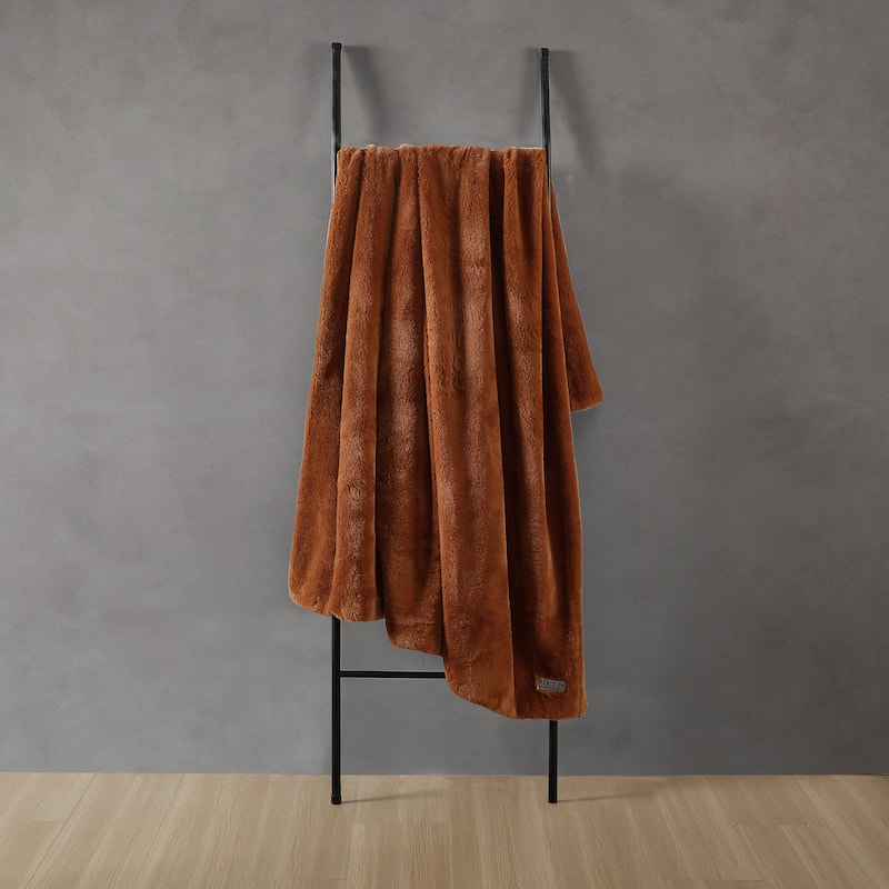 Kenneth Cole Faux Fur Solid Throw Blankets