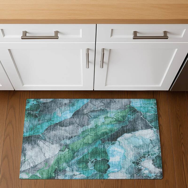 Premium Washable Super Soft Modern Chic Mayfield Rug - Teal - 1'8" x 2'6"