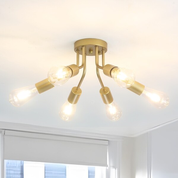 6-Light Modern Sputnik Light Fixture Semi Flush Mount Ceiling