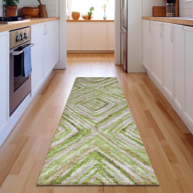 Premium Washable Super Soft Striking Abstract Mayfield Rug - Green - 2' 3" x 7' 6" - Runner