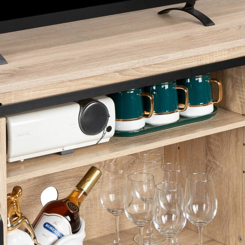 Sliding Barn Doors TV Stand for 58-Inch TV Console Cabinet - n/a