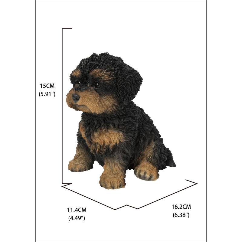 6.25" Sitting Black Baby Cavapoo Outdoor Garden Statue