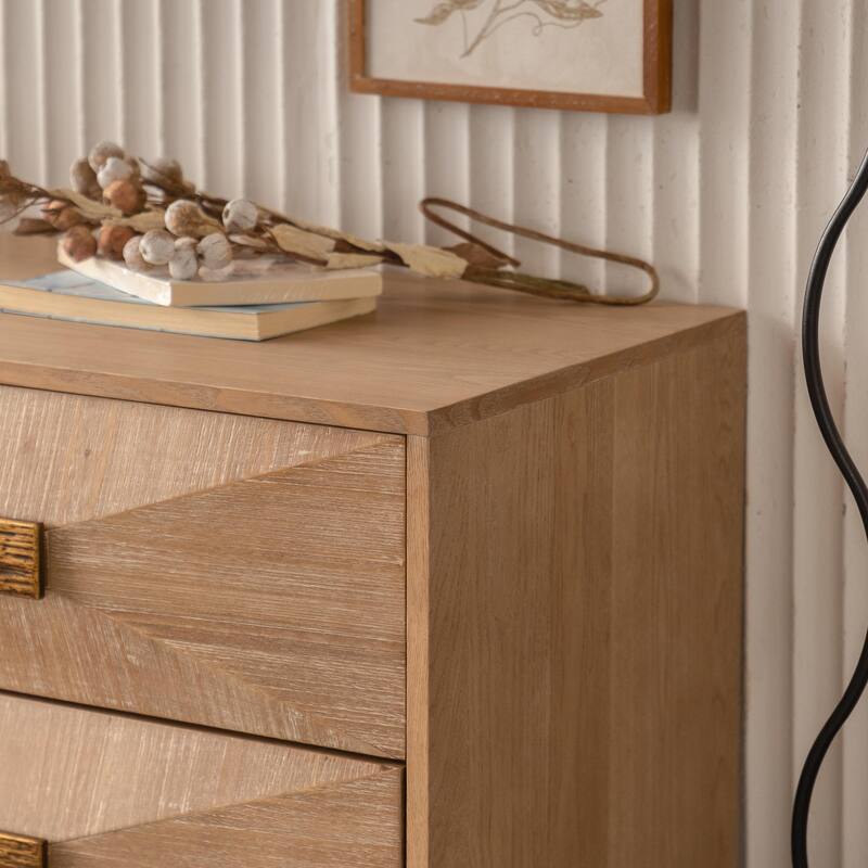 Light Wood Dresser with Metal Glide Drawers - Multi-Functional