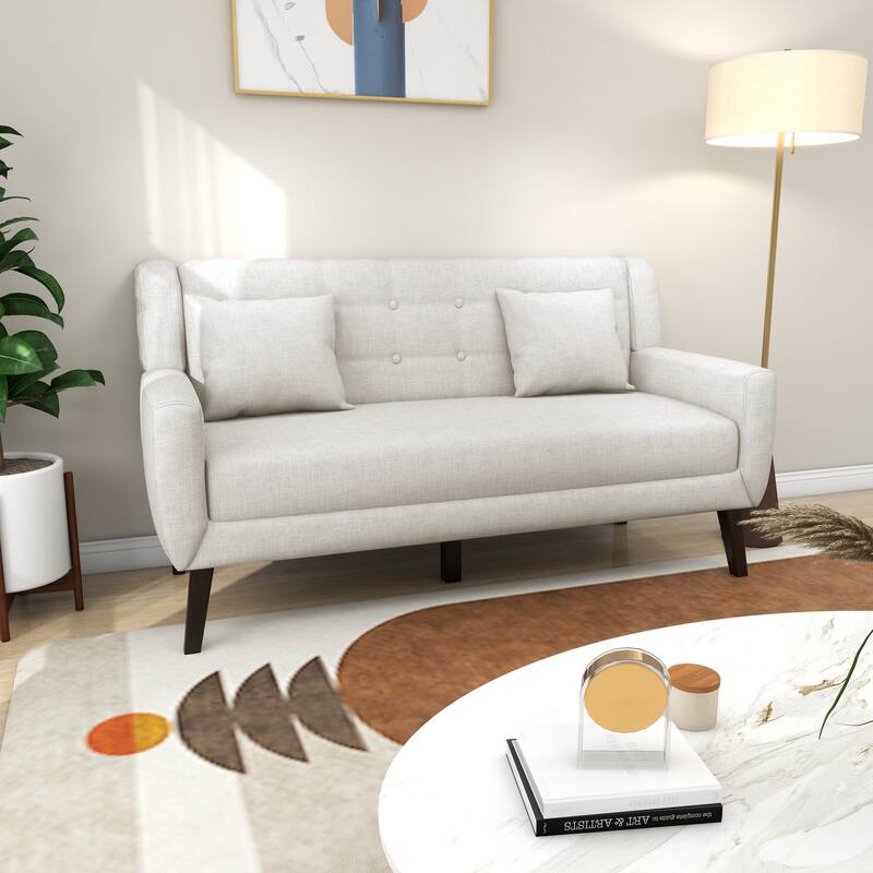 3-Piece Tufted Linen Armchair and Loveseat Set
