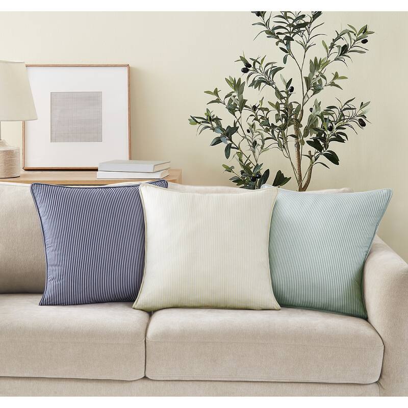 Brooklyn Loom Pinstripe 20x20 Decorative Pillow with Removable Cover