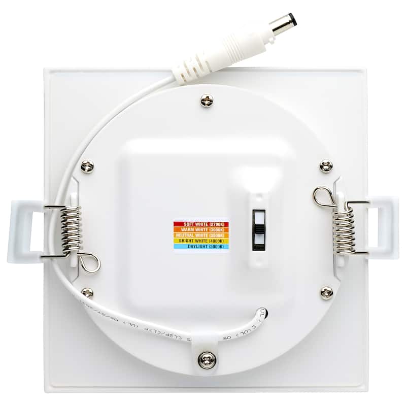 10 Watt LED Direct Wire Downlight Edge-lit 4-Inch CCT Selectable Square Remote Driver