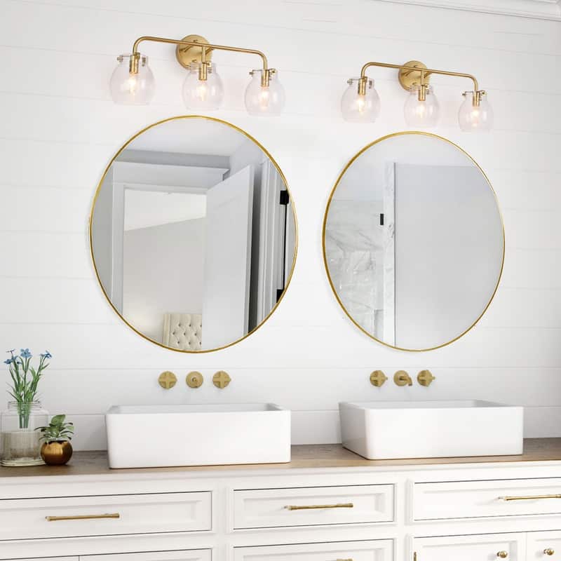 2/3/4-Light Modern Gold Bathroom Vanity Light Dimmable Seeded Glass Wall Sconces
