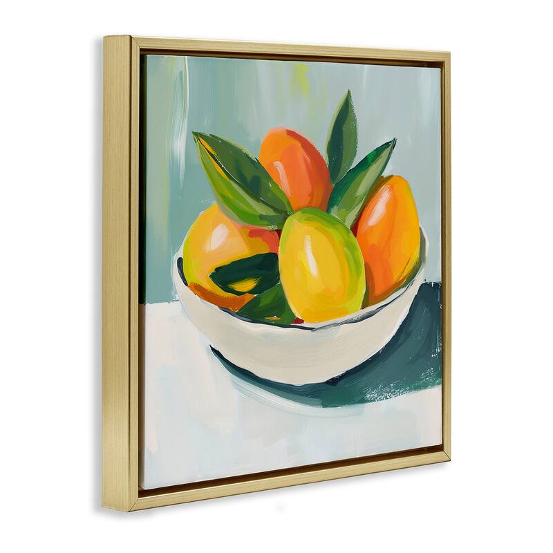 Stupell Bowl of Citrus Fruit Framed Floater Canvas Wall Art Design By Walker Noble