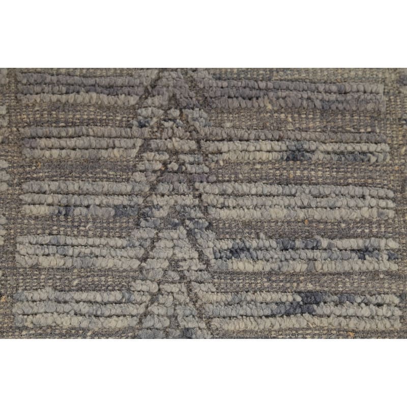 Grey Modern / Moroccan Area Rug Handmade Wool Carpet - 8'8"x 12'5"
