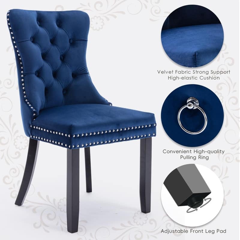 Tufted Naliheads Solid Wood Upholstered Dining Chairs (Set of 4)