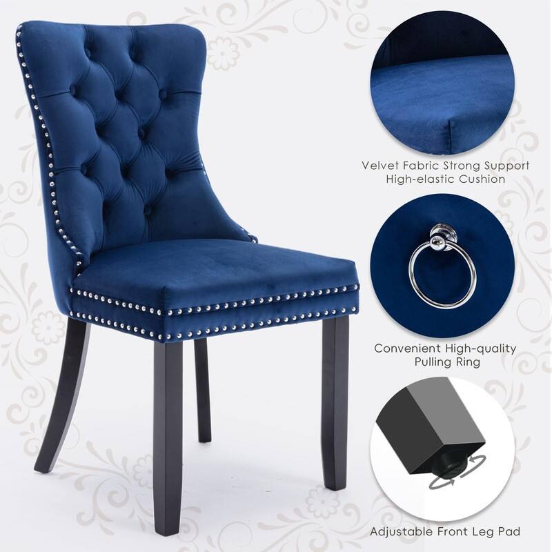Tufted Naliheads Solid Wood Upholstered Dining Chairs Set of 6