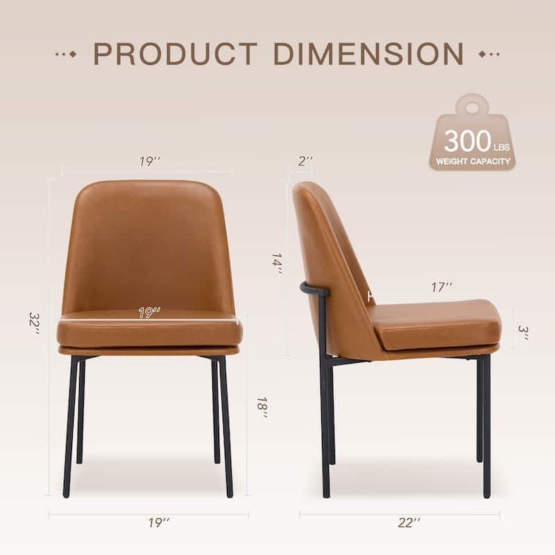 RENEWLINE Set of 2 Modern Dining Chairs with Curved Back & Metal Legs, Fabric or Leather Upholstered