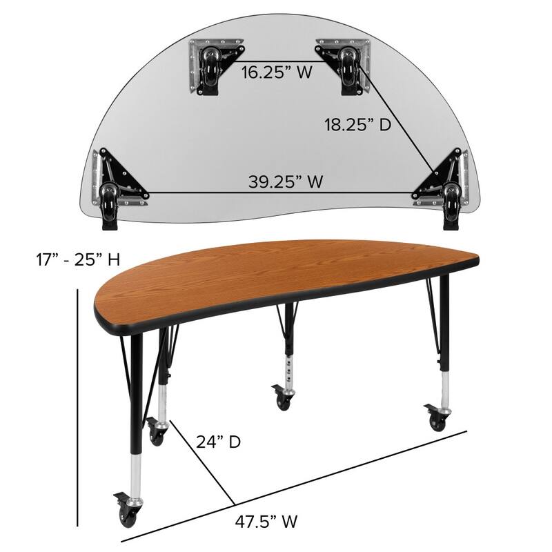 2 Piece Mobile 47.5" Circle Flexible Kids Activity Table Set
