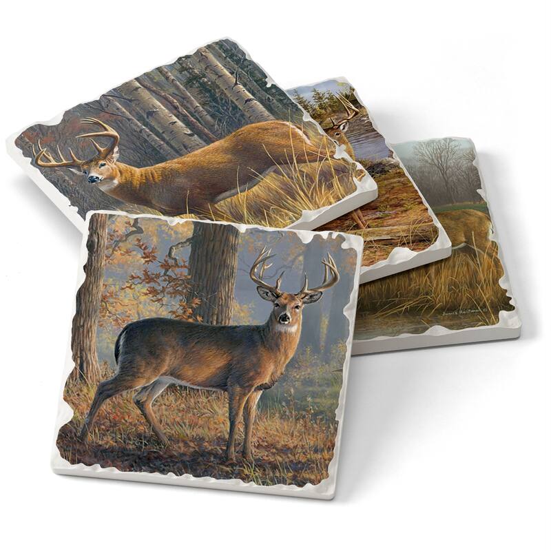 Counterart Absorbent Stone Coaster, Legends, Set of 4 - 4.01x4.07