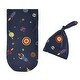 preview thumbnail 2 of 4, Space Galaxy Collection Boy Baby Cocoon and Beanie Hat Sleep Sack - 2pc Set - Navy Blue Planets Star and Moon Rocket Ship