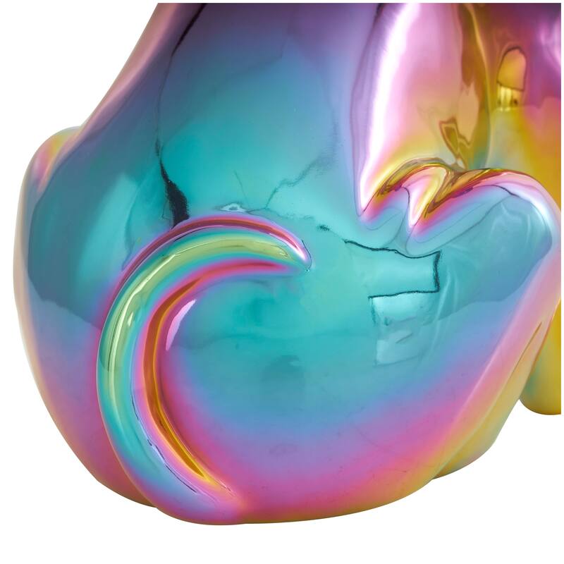 CosmoLiving by Cosmopolitan Ceramic Bulldog Sculpture with Sunglasses - Silver, Gold, Multi Colored