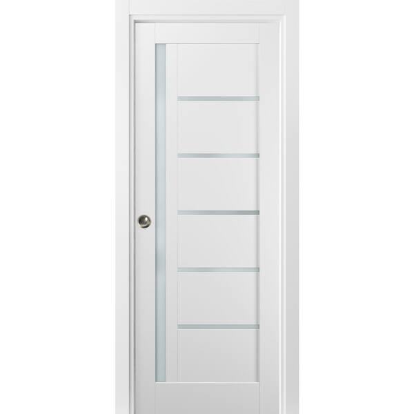 Panel Lite Pocket Door Frames / Quadro 4088 White Silk Frosted Opaque ...