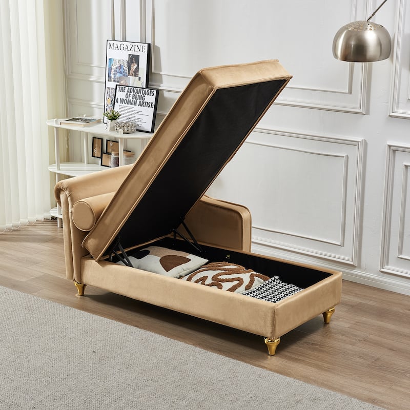 Modern Upholstery Chaise Lounge Chair with Storage Velvet