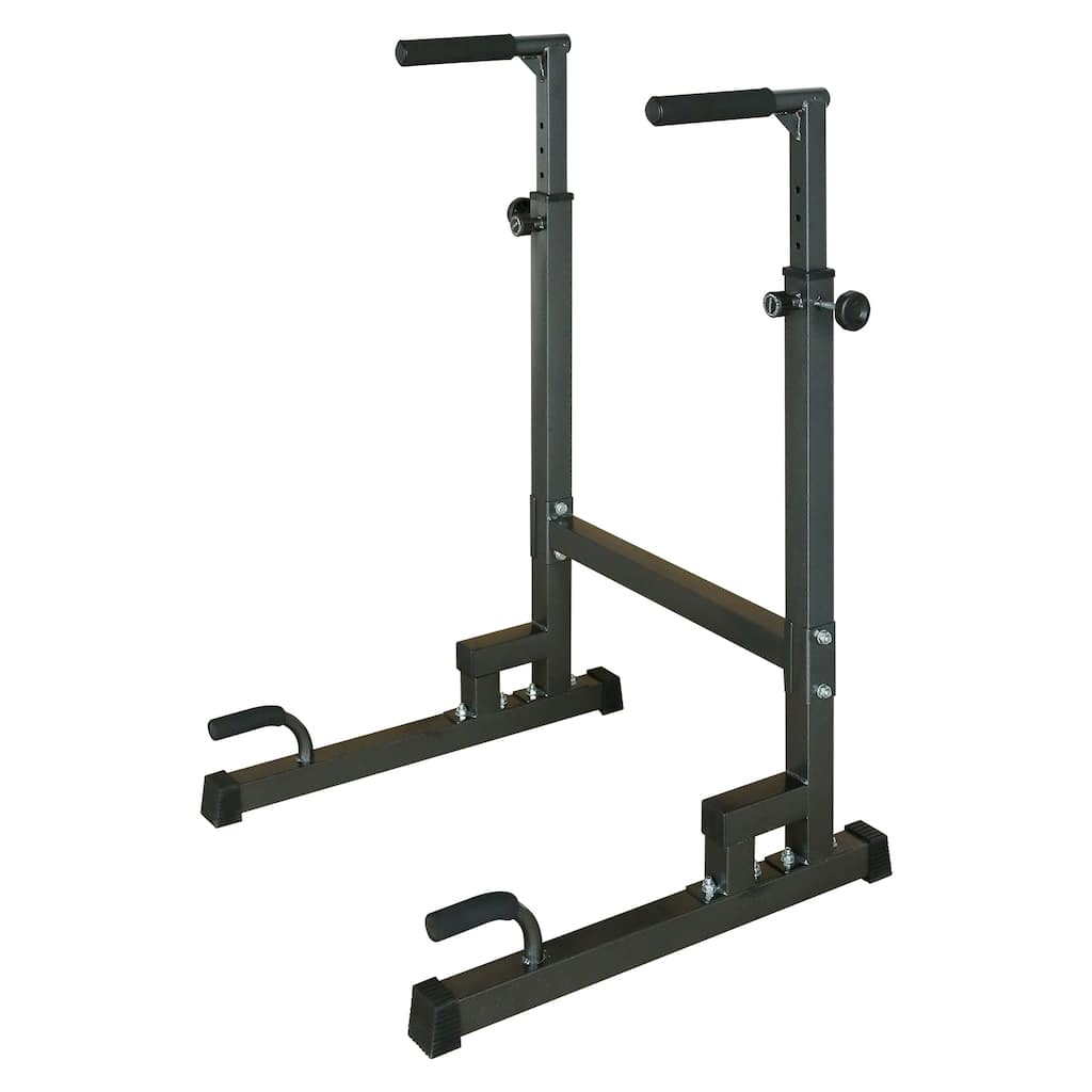 Roomfitters Power Tower Dip Station, Adjustable Height, Heavy Duty Multi-Function Fitness Training Equipment, Black
