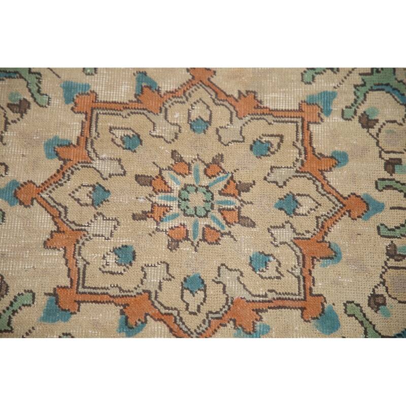 Hand Knotted Oriental 100% Wool Carpet Traditional Floral Beige & Ivories Tabriz Area Rug - 12' 8'' X 9' 8''