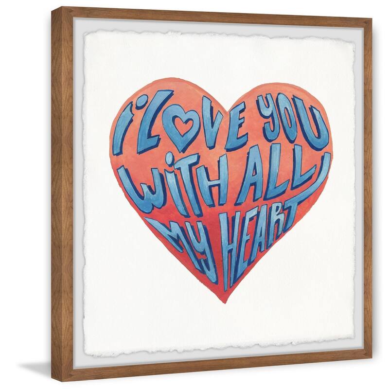 I Love You with All My Heart II Framed Wall Art, Elegant Home Touch - Sophisticated Artwork for Refined Décor